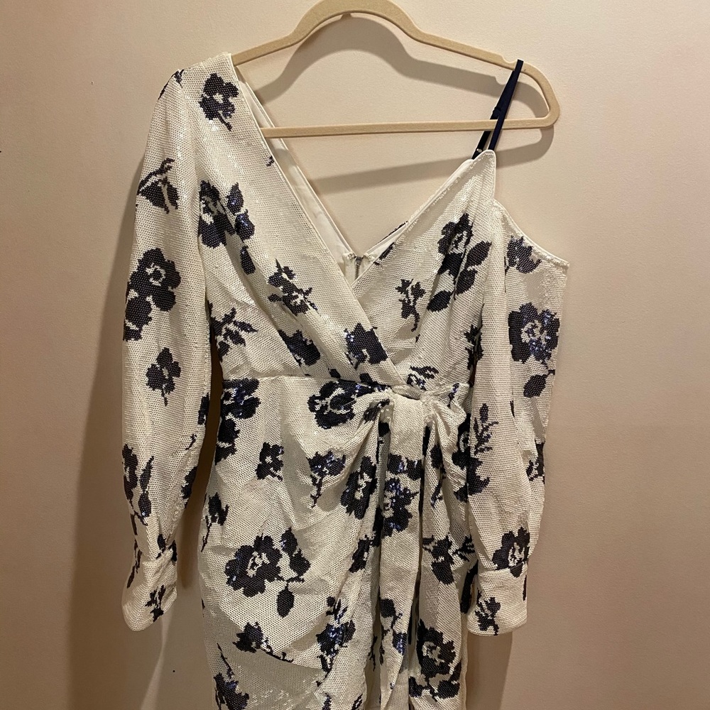SELF-PORTRAIT-Floral Sequin Wrap Dress NWT! - Picture 2 of 3